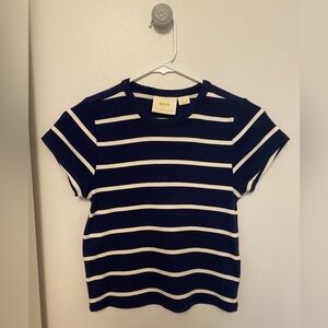 Anthropologie Maeve the Blair Blue and White Striped cropped Top